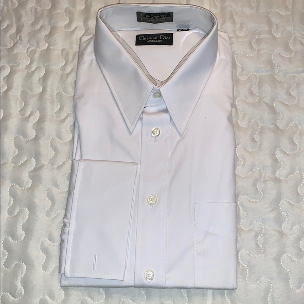 White Button Down Collard Shirt w Cuff Sleeves